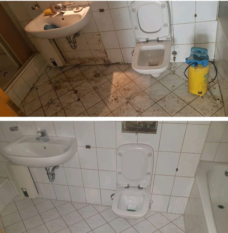Badezimmer vorher und nachher gereinigt