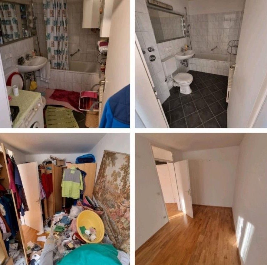 Wohnung vorher und nachher: entrümpelt und gereinigt